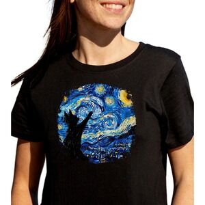 Starry Night Cat T-Shirt Van Gogh Art, Funny Cat Owner Gift